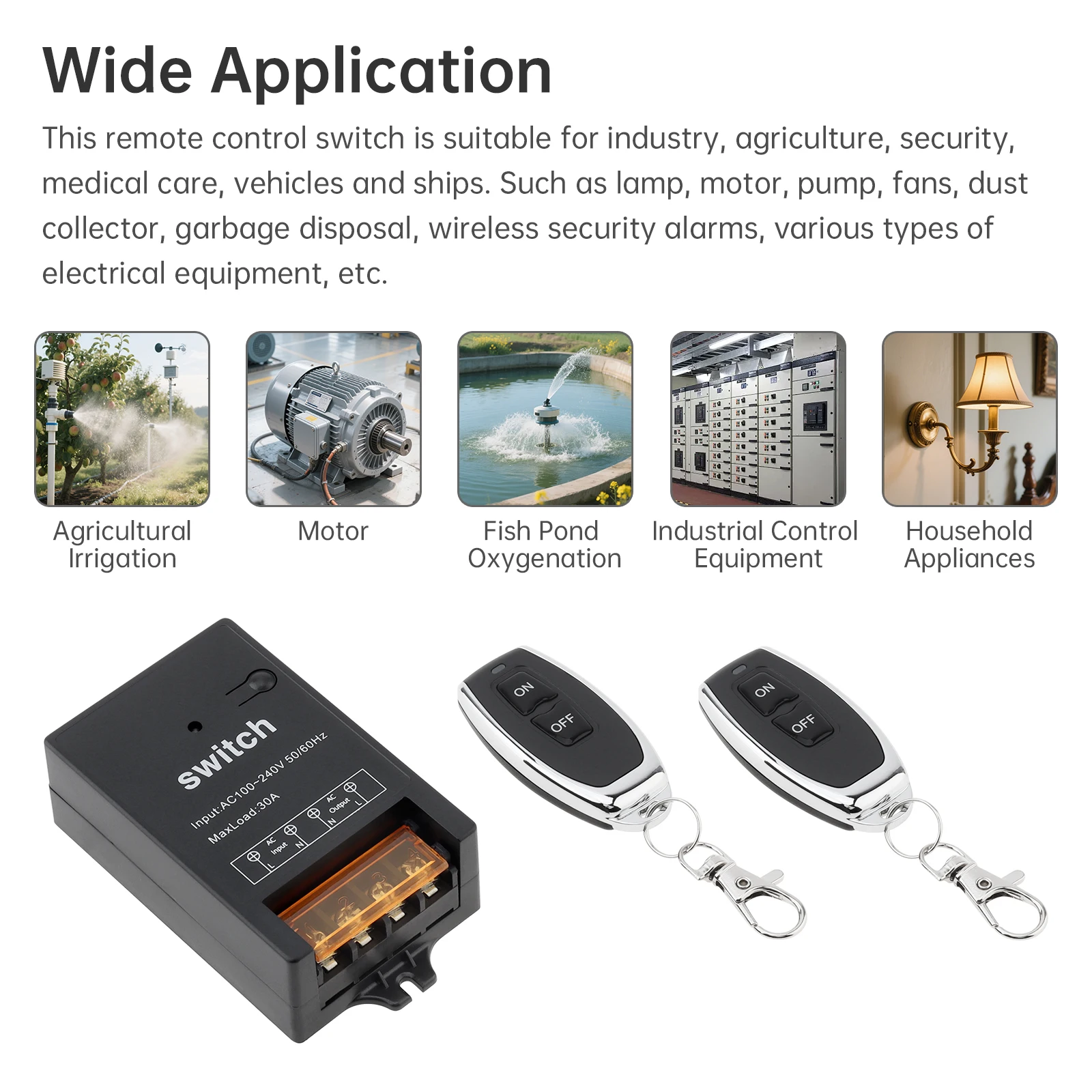 Sakelar Remote Control Nirkabel RF 433Mhz untuk Motor Pompa Air Lampu LED Isolasi Tegangan AC 100-240V Sakelar ON OFF Relai