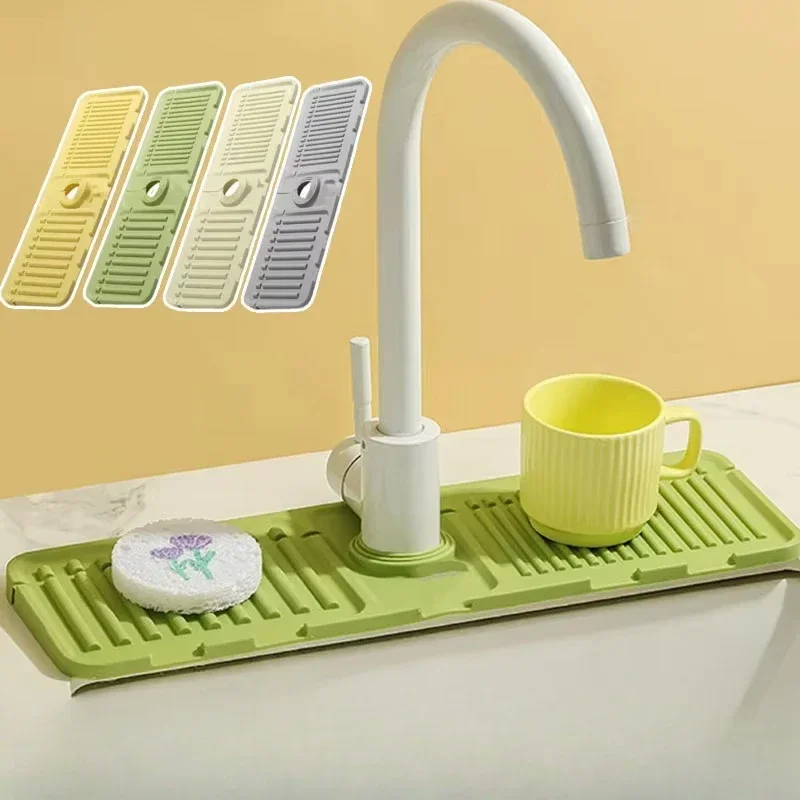 Silicone Sink Faucet Splash Pad Multipurpose Toilet Soap Storage Drainage Protectors Mat Kitchen Sink Gadgets Accessories