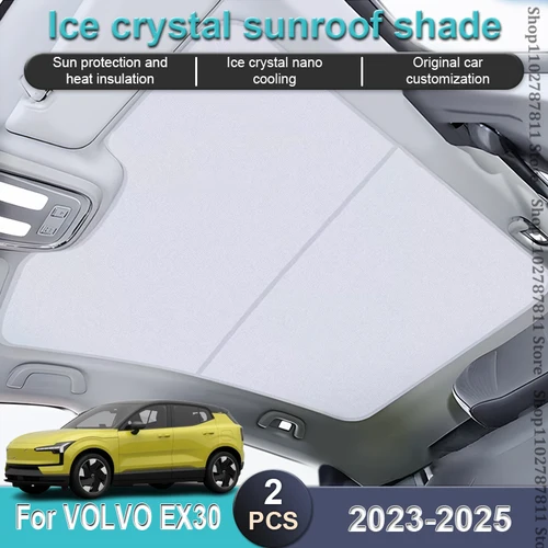 Nueva actualización de tela de hielo para VOLVO EX30 2023 2024 2025, parasoles con hebilla, parasol para techo de cristal, tragaluz para techo solar delantero y trasero, herramientas para coche