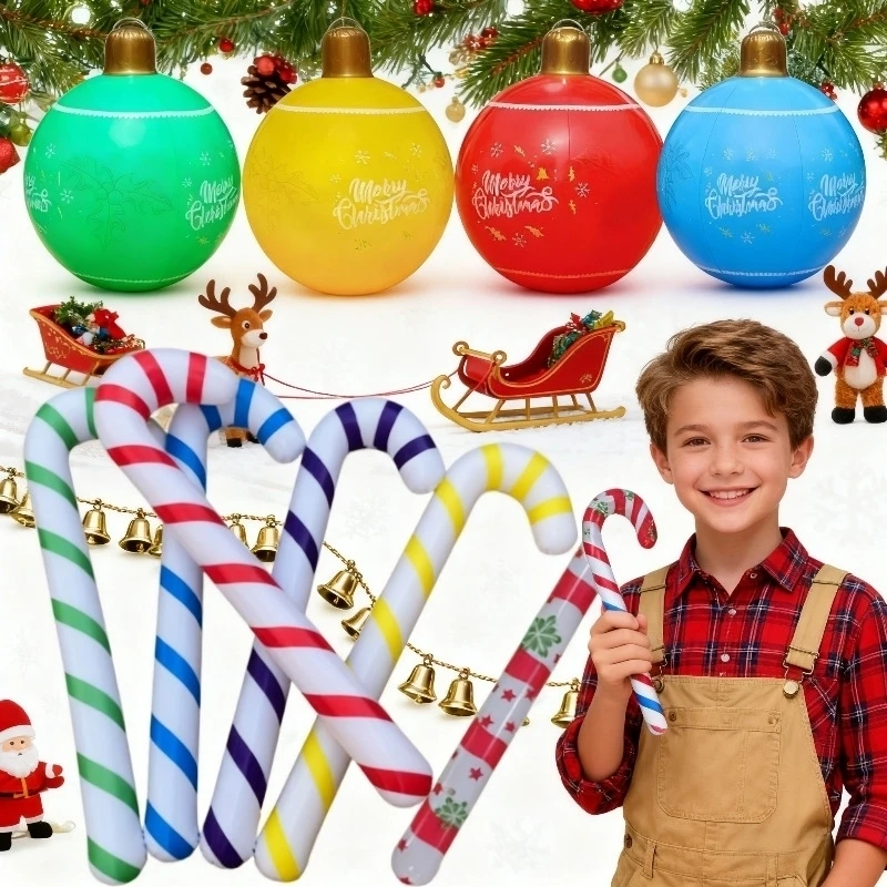 

2025 60CM Outdoor Christmas Inflatable Decorated Ball Made PVC Giant Light Glow Large Balls Tree Decorations Outdoor Toy Ball