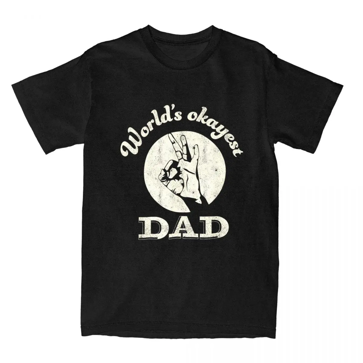 World's Okayest Dad Fathers Day Funny Men's T Shirts Novelty Father Gift Tees Best Daddy T-Shirts Pure Cotton Summer Clothing