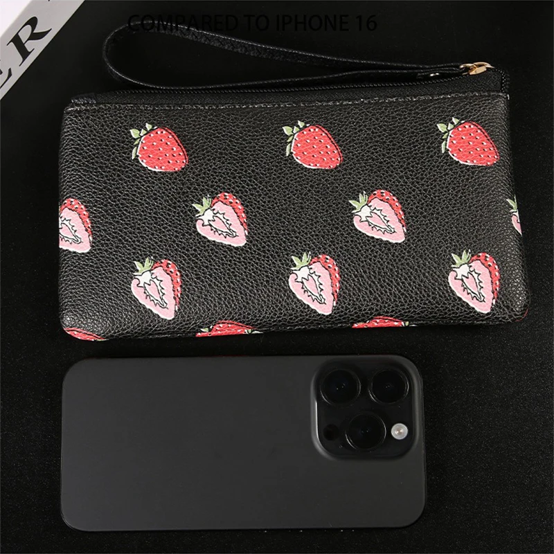 Сумка для хранения клубники, милый женский кошелек, кошелек на молнии в стиле ретро, многофункциональный держатель для карт из искусственной кожи для повседневной одежды, покупок