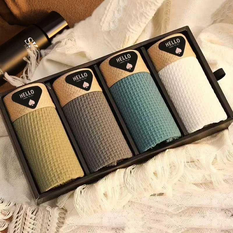 4 قطع الرجال الملاكم السراويل الجليد الحرير الملابس الداخلية السروال بارد تنفس مثير سليم سراويل شبكة الملابس الداخلية