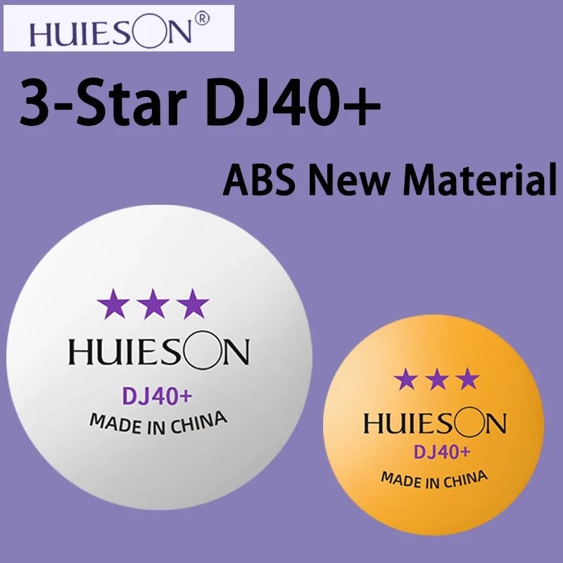 

HUIESON DJ40 + 3-звездочный мяч для настольного тенниса из АБС-пластика, белый, желтый мяч для пинг-понга для соревнований, тренировки нескольких мячей, 20/50/100 шт.