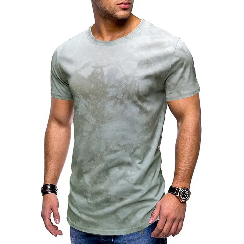 2024 casual rendering T-shirt men's short sleeved top plus size T-shirt round neck pullover street men's T-shirt summer clothing