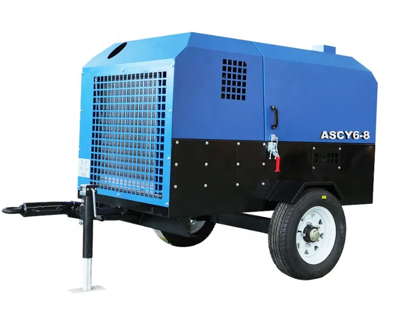 China Supply 185cfm 5m3/min 8bar Small Rotary diesel Screw air Compressor with Wheels for Mining