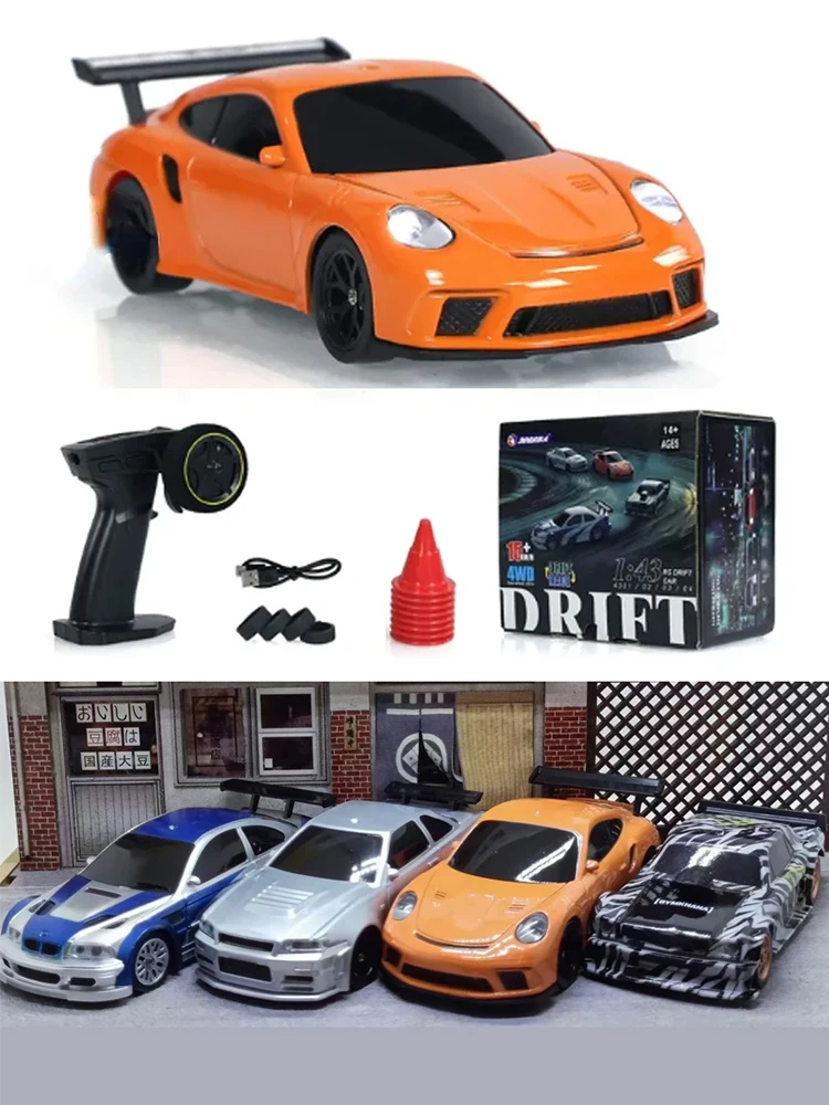 2.4G RC Drift Auto 1/43 4WD Afstandsbediening Auto Hoge Snelheid Vierwielaandrijving Radiogestuurde Mini Racewagen model Jongen Speelgoed Gift - afbeelding 2
