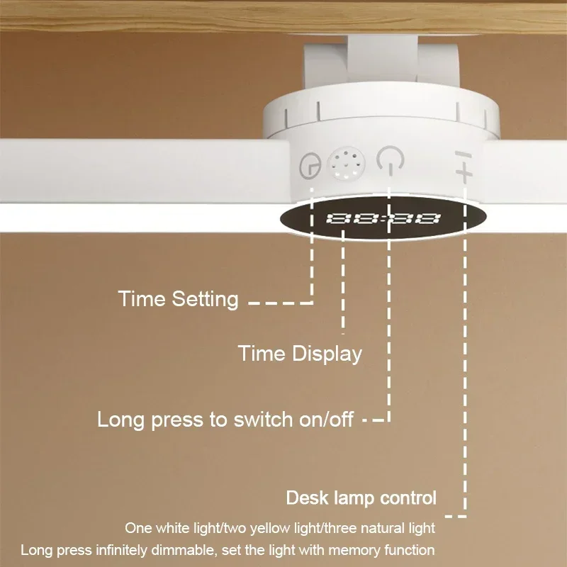 LED Desk Lamp USB Hanging Magnetic Stepless Dimming Clock Table Lamp Recharge Cabinet Closet Wardrobede Bedroom Desk Night Light image 5