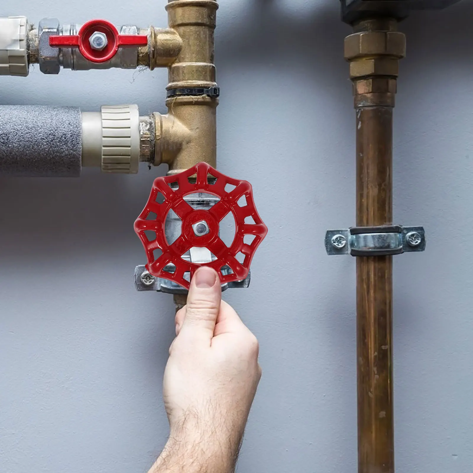 

5Pcs Red Faucet Valve Handle Aesthetic Design Easy Installation Durable Metal Valve Wheel Handle for Home Garden Use