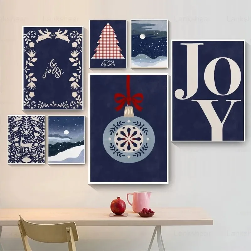 Canvas Painting Christmas Decoration Wall Art Posters and Prints Fantasy Blue Landscape Children Room Decoration Gift Unframe