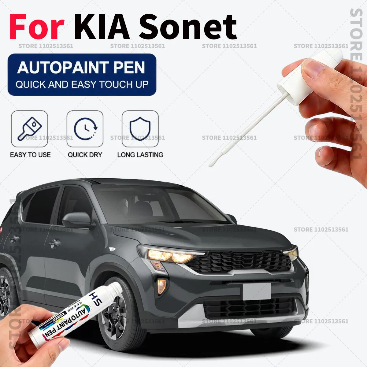 Automotive Touch Up Paint Pen Car Paint Scratch Remover Quick Dry Repair Brush for Vehicle Paint For KIA Sonet Green BD5 White