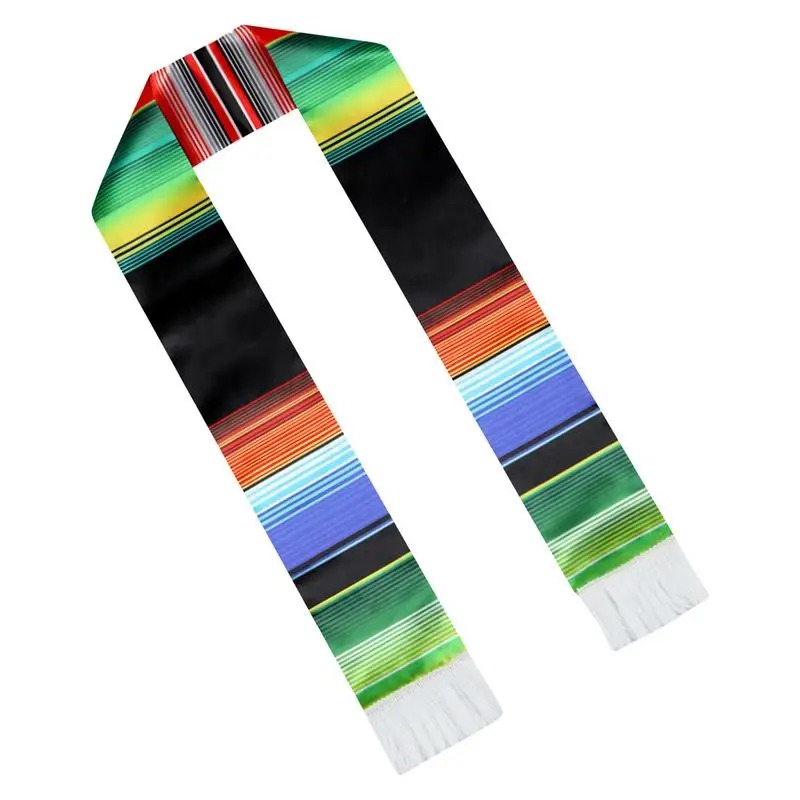 Mexican Graduation Sash Authentic Mexican Art Serape Stole Mexican Sash Scarf Colorful For Graduation Women Men Graduation  day