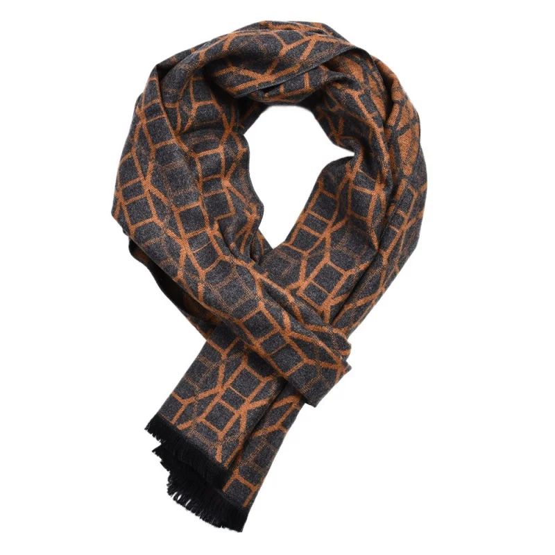 Foreign Trade European and American British Yarn-Dyed Cashmere-like Thickened Double-Sided Brushed Winter Scarf Men's