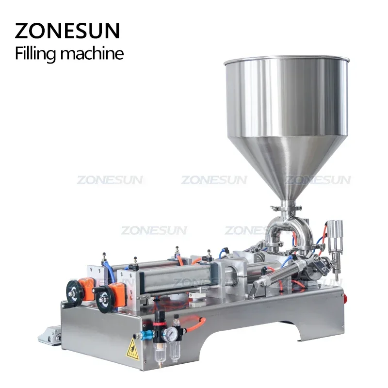 ZONESUN ZS-GT2P Pneumatic Paste Filling Machine Double Nozzles Hand Sanitizer Soap Body Shop Butter Bottle Sause Cream