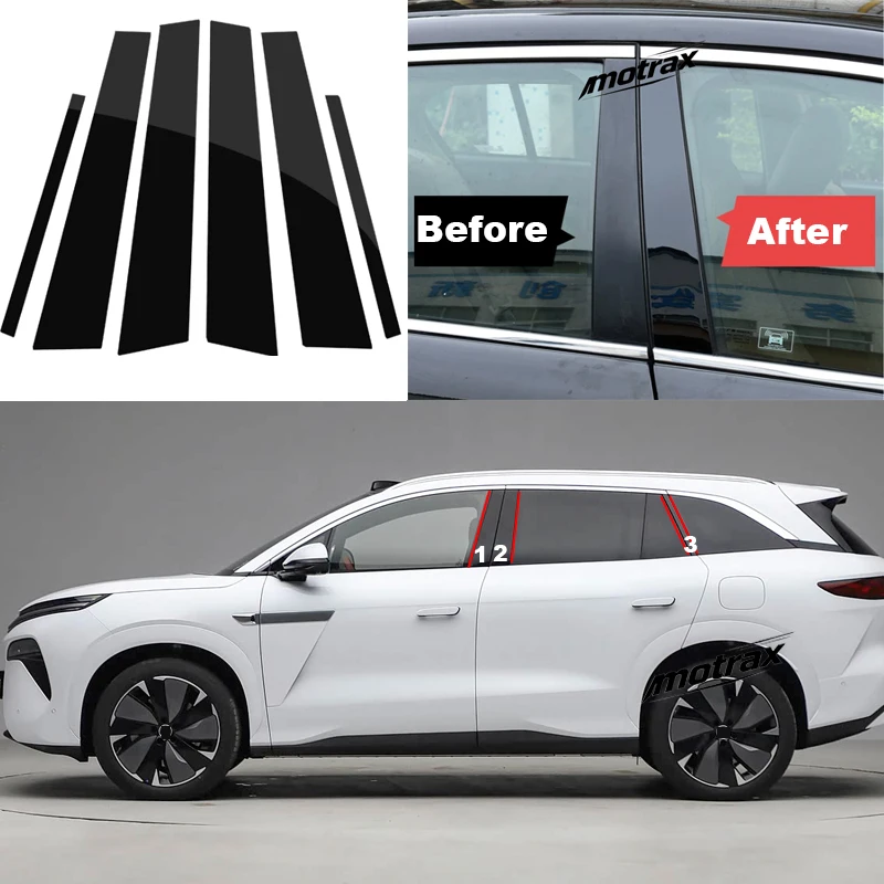 Car Middle Pillar Window Trim Cover BC Column Sticker Cover for BYD Tang L Sealion 8 2025 2026 Decoration Accessories