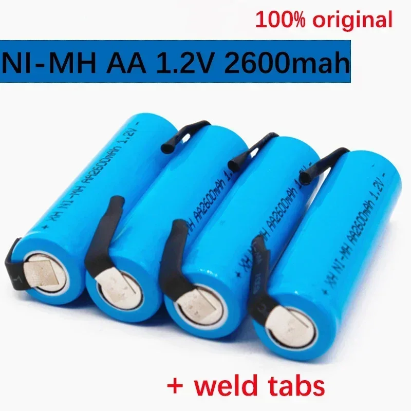 Ni-Mh 1.2V AA Rechargeable battery 2600Mah mobile blue housing with welding tab suitable for electric shavers, razors,toothbrush