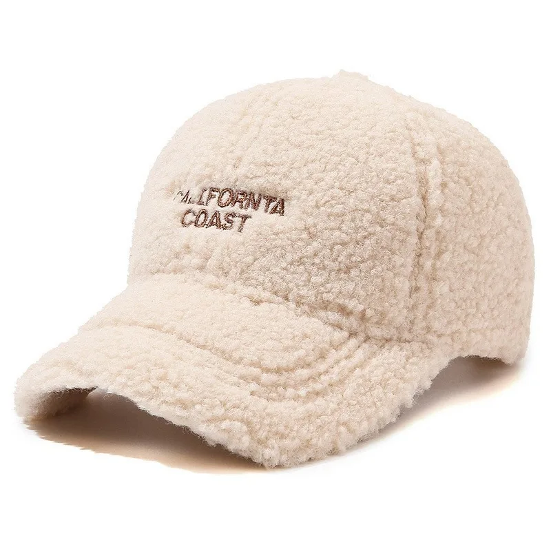 Women Korean Style Embroidered Letter Baseball Cap Autumn Winter Casual All Match Warm Face Slimming Soft Crown Peaked Cap