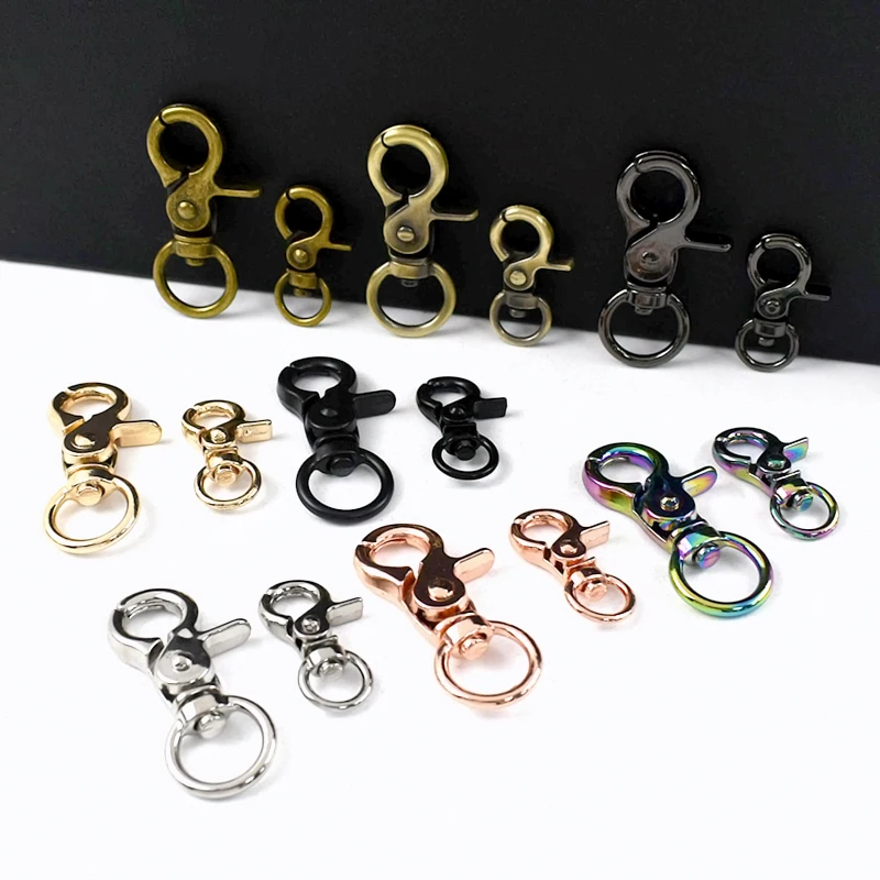 

50Pcs Meetee 10-50mm Metal Buckle Rotating Lobster Buckles KeyChain Hook Snap Hook Bag Strap Connect Clasp DIY Bag Accessories