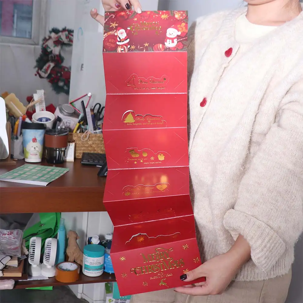 

2 Set Santa Claus Christmas Money Card Envelope Red 6 Card Positions Folding Banknote Card Elk Lucky Merry Christmas Decorations