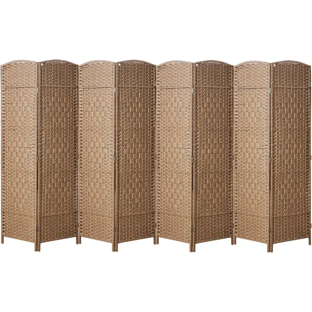 Folding Privacy Screen,Extra Wide Panel Partition Wall Divider with Diamond Double-Weaved Hand-Woven Design Room Screen Divider