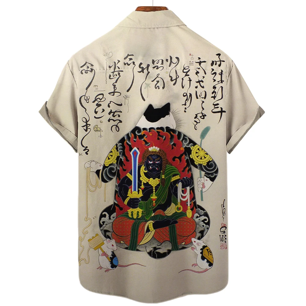 Summer 2024 Unisex Hawaiian Shirt Japanese Bushido Pet Clothes Animal Cat 3D Print T 2024