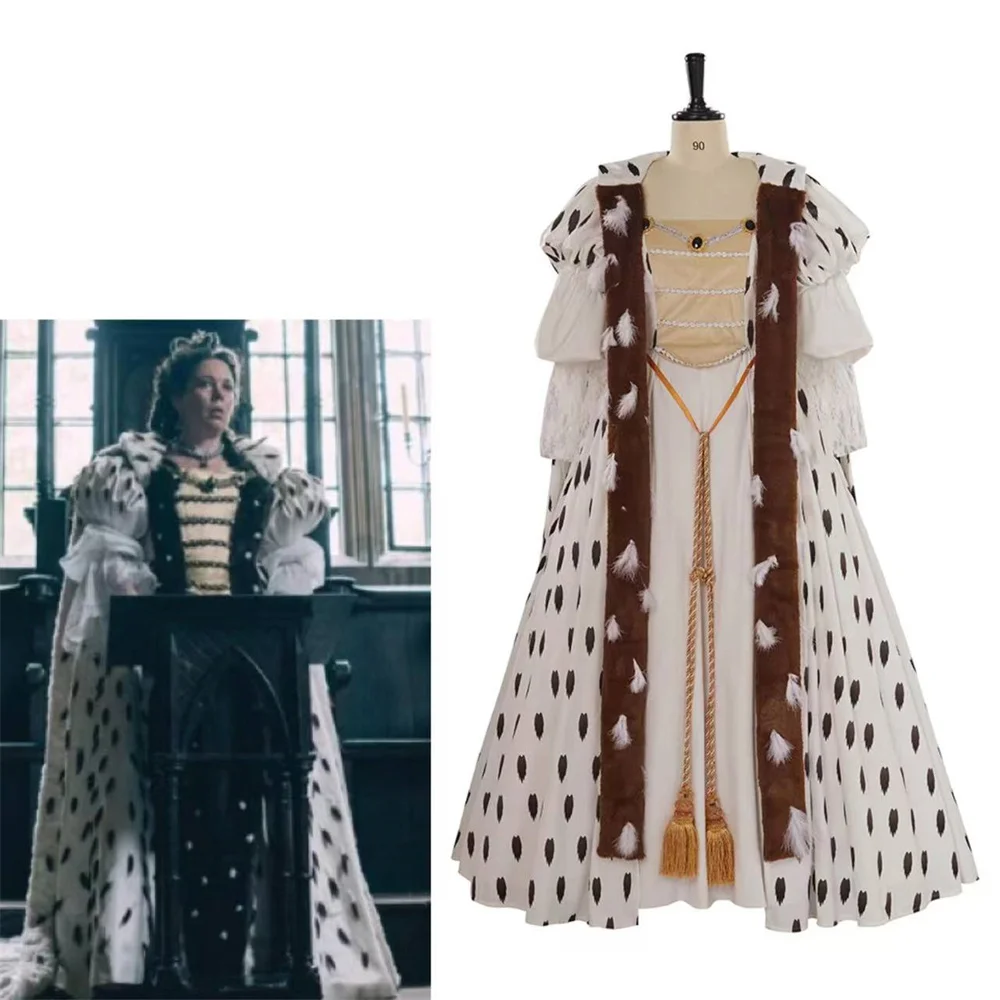 

Movie The Favourite Queen Anne Cosplay Costume Medieval Queen Princess Dress Halloween Party Ball Gown