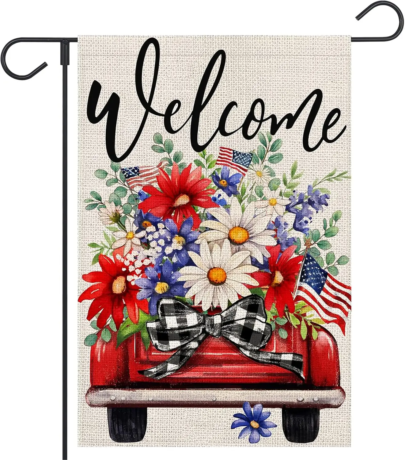 Patriotic 4th of July Garden Flag 12x18 Inch Double Sided Outside Burlap Flag Truck Flowers Memorial Day Floral Welcome Holi SSL