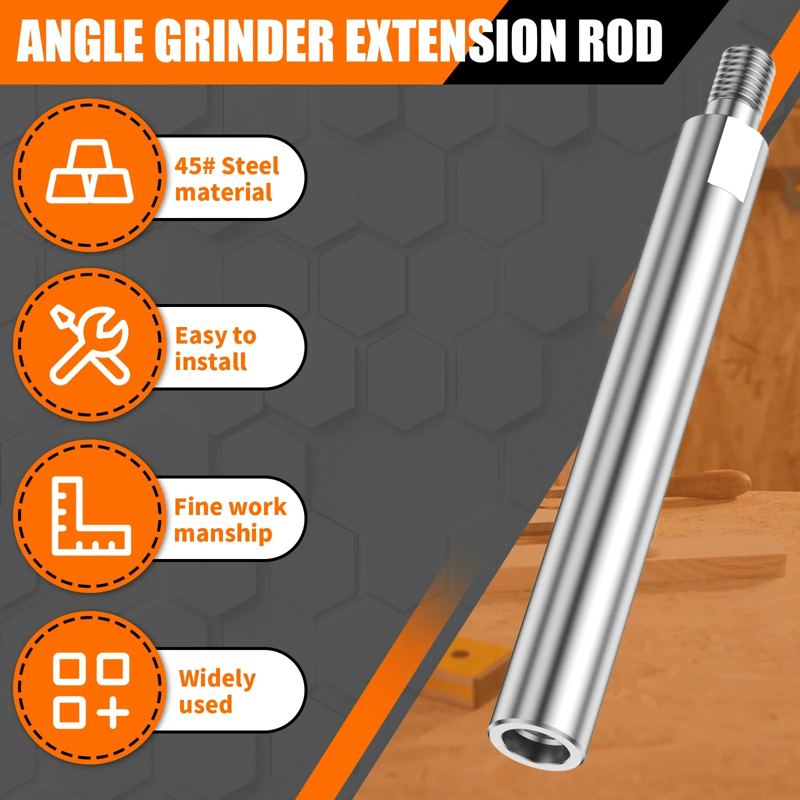 3Pcs Grinder Extension Rod M10/5/8-11in Thread Angle Grinder Adapter Versatile Thickened Rotary Extension Shaft for Polisher