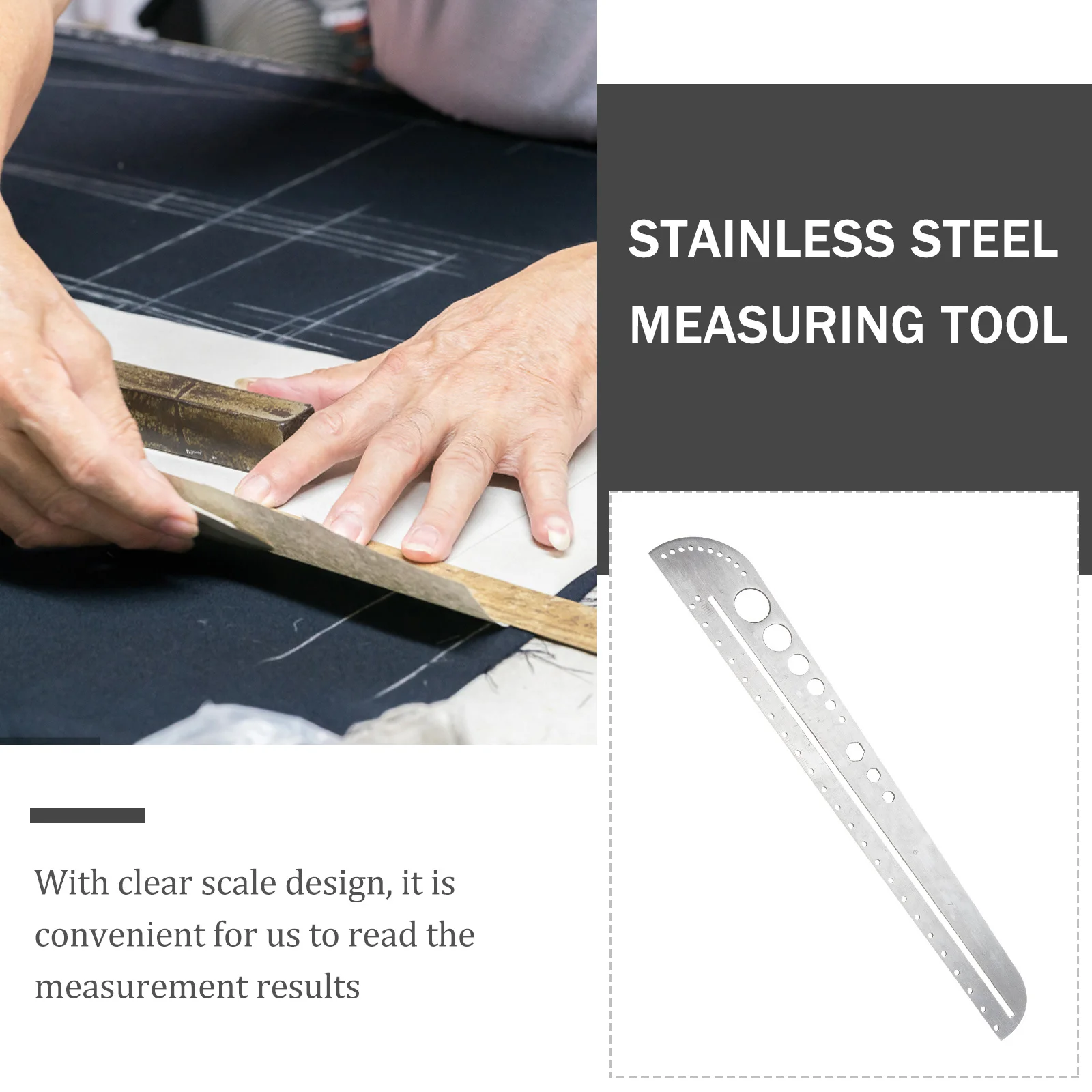 مسطرة قياس متعددة الوظائف من الفولاذ المقاوم للصدأ أداة قياس قوية قالب مؤشر الدائرة منقلة لمصممي الأزياء