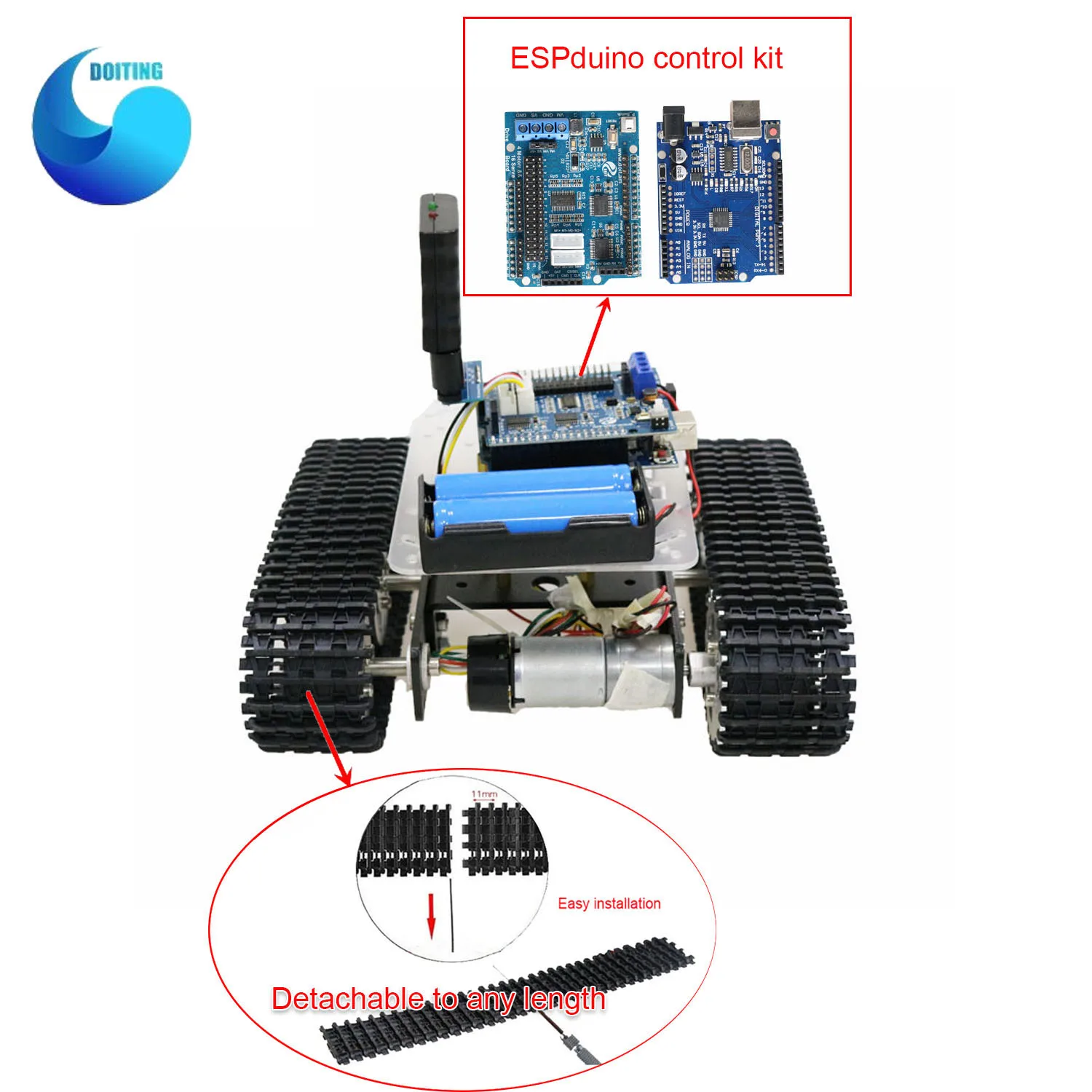 Handle/Bluetooth/WiFi RC Control Mini T100 Robot Tank Chassis Car Kit for Arduino with Control Road Motor Driver Board, WiFi