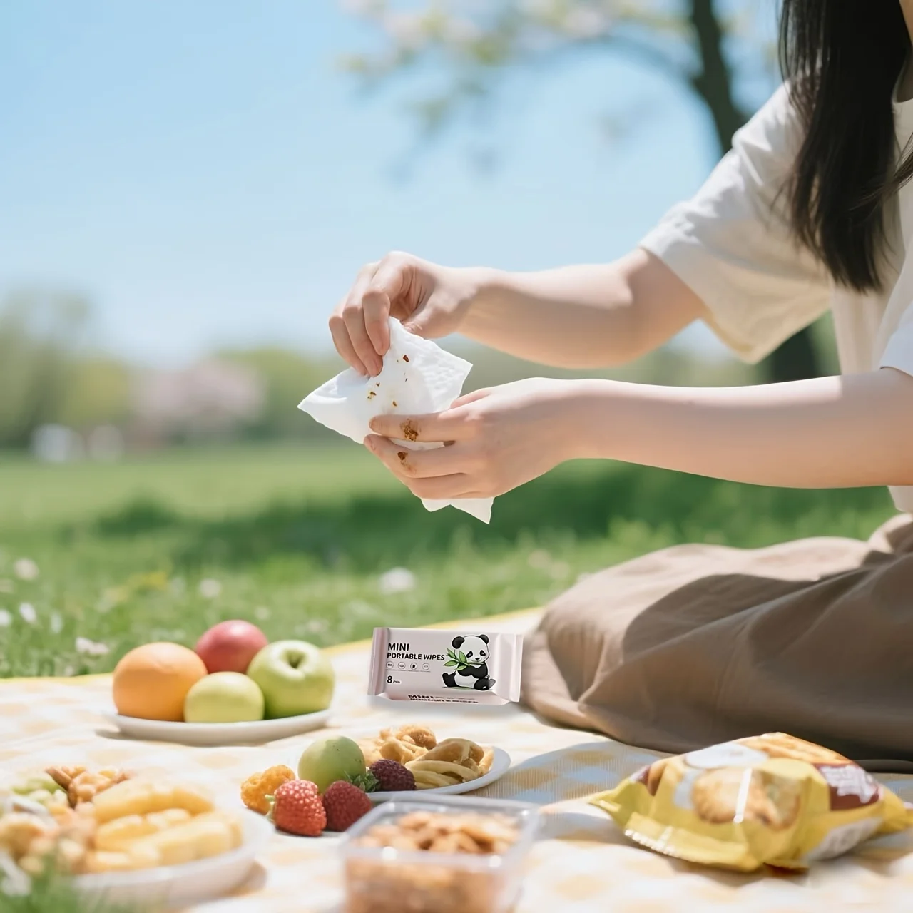 Mini Portable Alcohol-Free Wet Wipes Multi-Purpose Facial Cleansing Wipes Outdoor Travel Pet Home Desktop Stove Cleaning - view 2