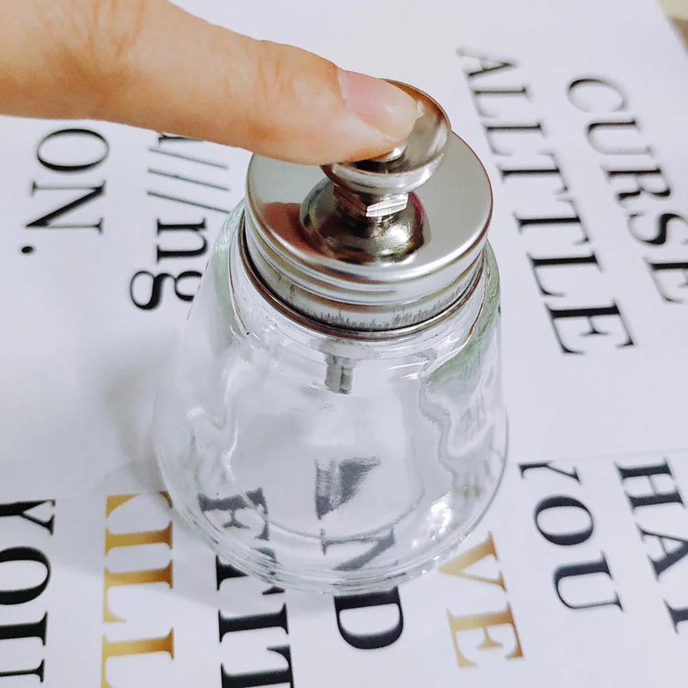 1Pcs 150Ml Wash Nail Water Bottle Empty Glass Pump Dispenser for Nail Polish Remover Subpackaging Leak Resistant Portable Liquid