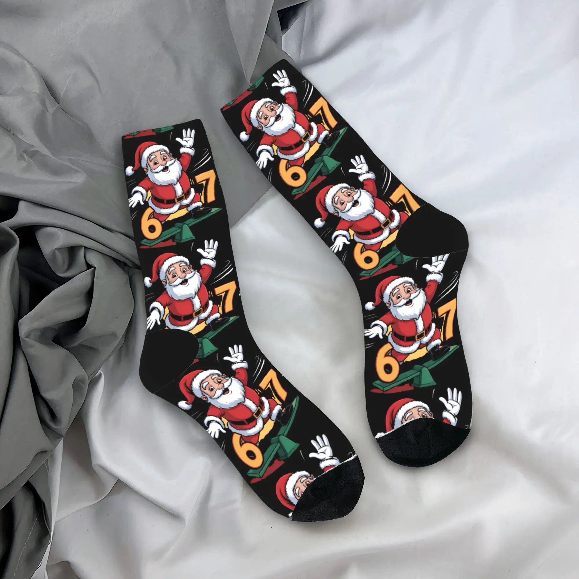 

Рождественский 67 Забавный рождественский шесть семи уродливых свитеров 6-7 Носки Осенние чулки Kawaii Мужские теплые мягкие носки Нескользящие носки для скалолазания