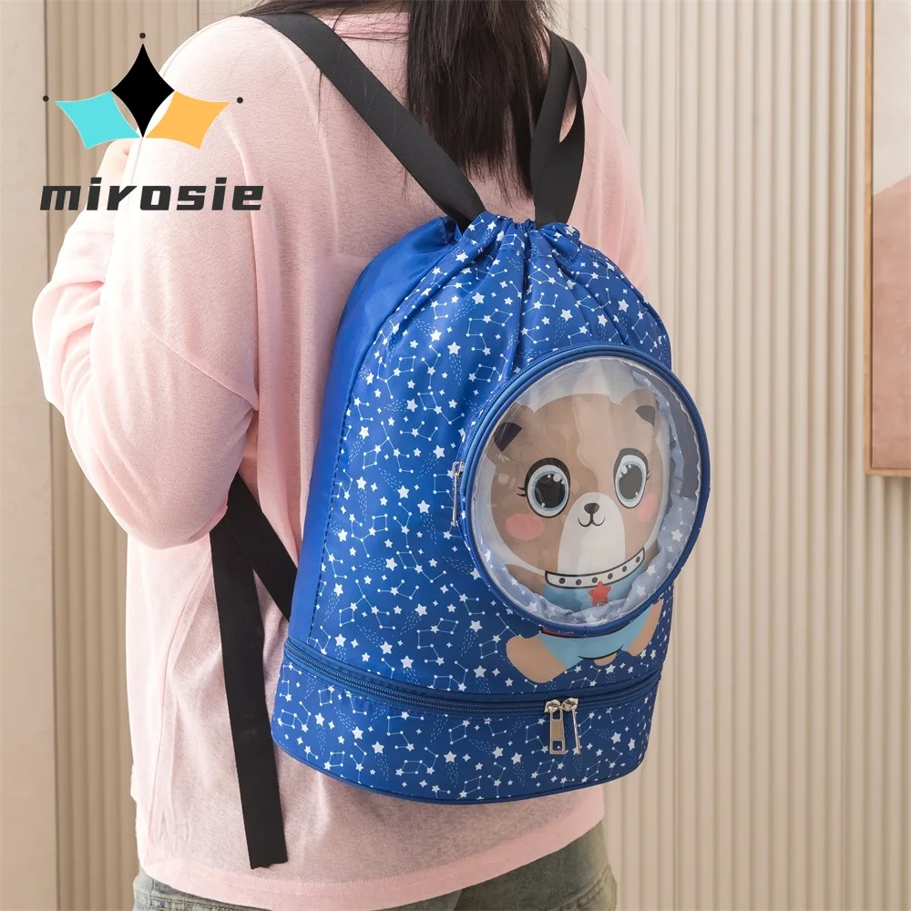 Cartoon Swim Bag for Kids  Backpack Drawstring Storage Bag with Large Capacity for Swimming Travel Toiletries Wet and Dry Bag