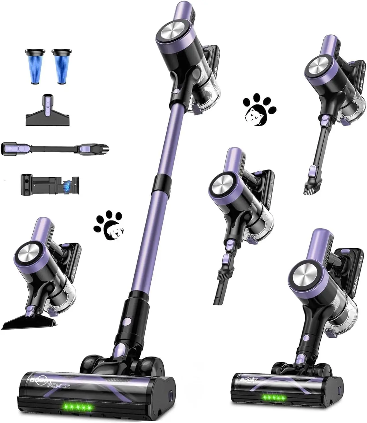 8-in-1 Cordless Stick Vacuum Cleaner, 55KPa Powerful Suction, 65 Mins Runtime, Self-Standing Design