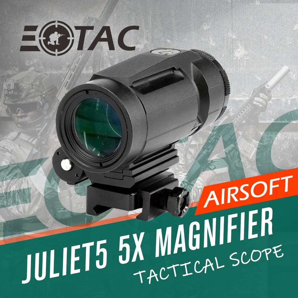 2024 New JULIET5 5X 5x24mm Magnifier W/ QR Mount Work With Reflex Optics Red Dot Sight Rifle scope For Airsoft Hunting