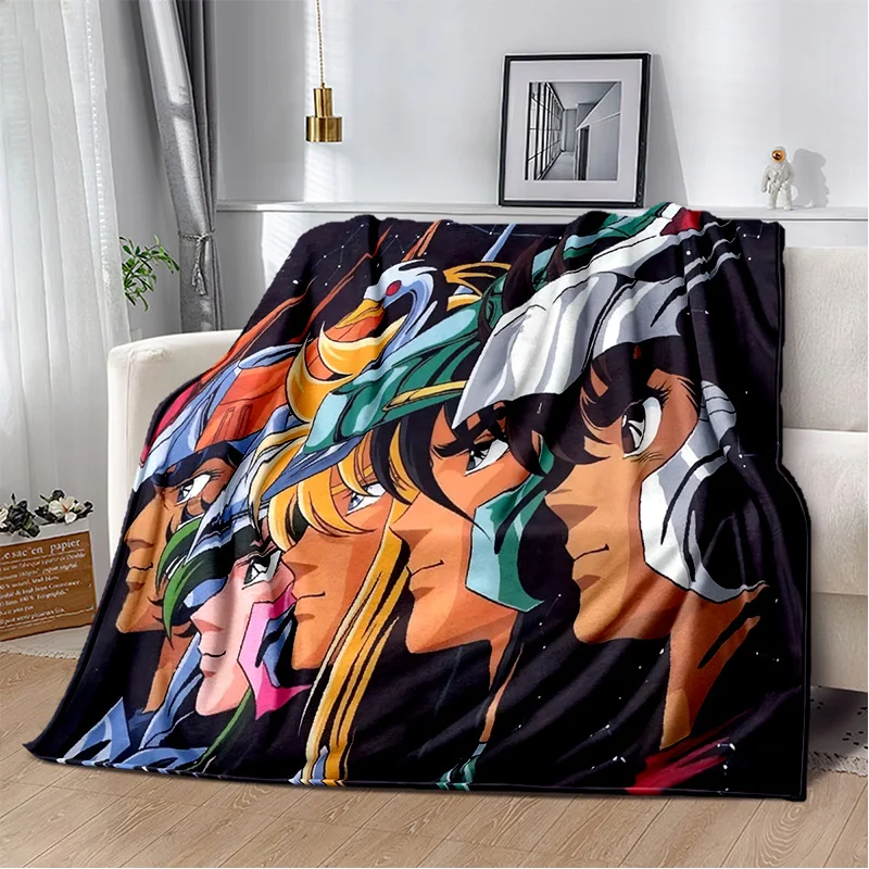 3D Retro Saint Seiya Anime Cartoon Blanket,Soft Throw Blanket for Home Bedroom Bed Sofa Picnic Travel Office Cover Blanket Kids