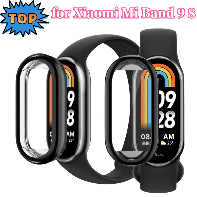 Funda de TPU suave para Xiaomi Mi Band 9, Protector de pantalla de silicona, Marco parachoques para Xiaomi Mi Band 8 Mi Band 9, carcasa de repuesto