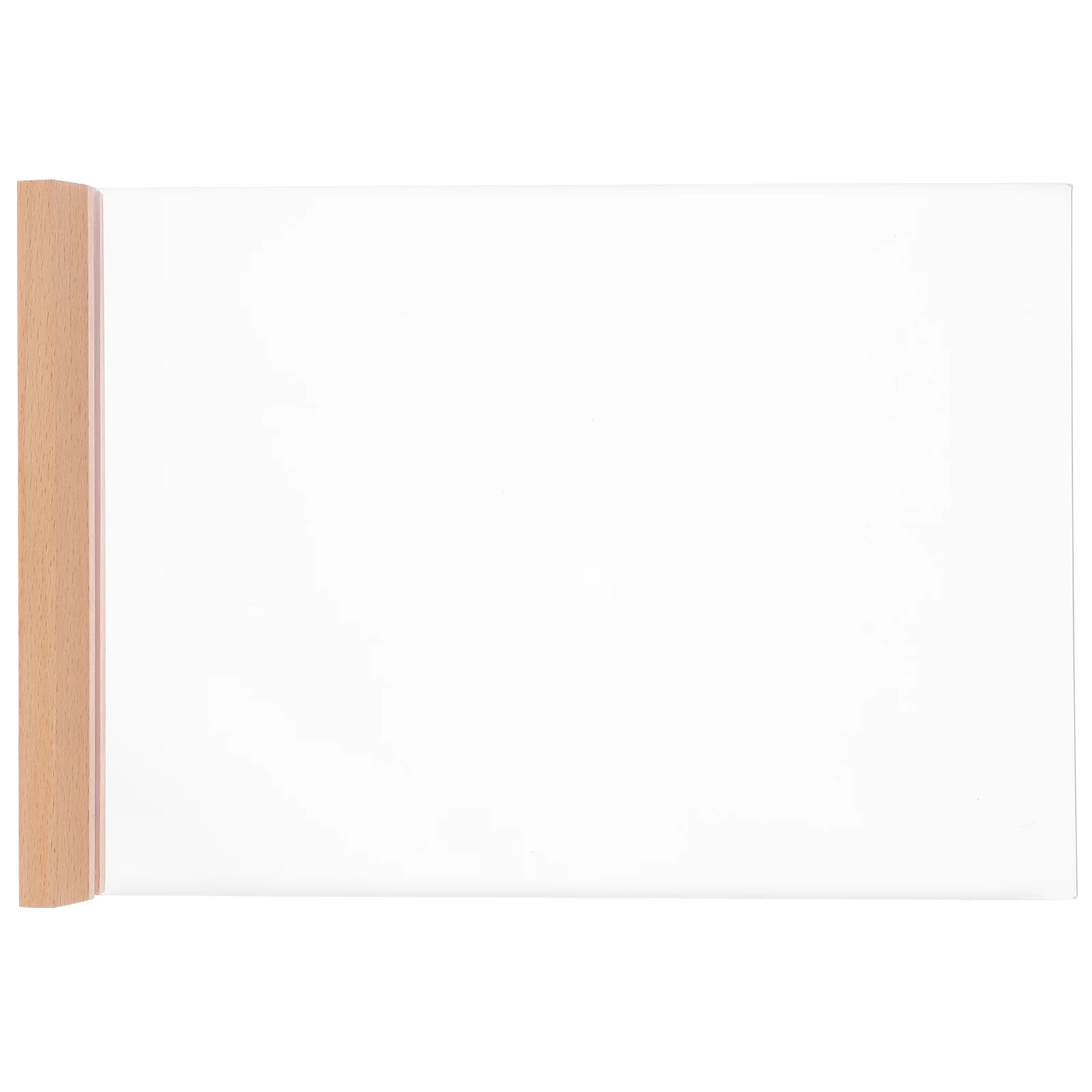 Acryl bordhouder met houten basis Doorzichtige brochure displaystandaard voor prijsetiket Menu Reclamebruik Winkel Winkel