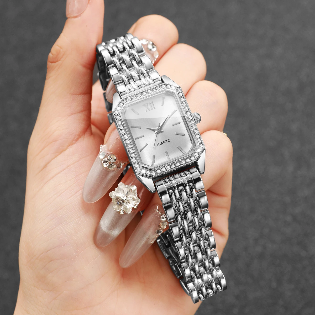Luxury Rhinestone Women's Watches Rectangle Bracelet Strap Quartz Watch for Ladies Elegant Clock Relogio FemininoWithout Box