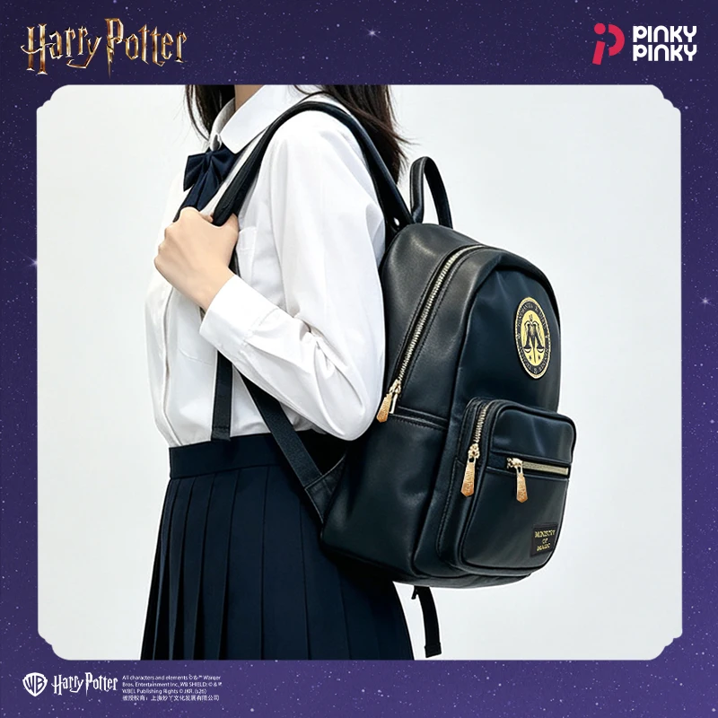 Pinky Harry Potter Backpack PU Mini Schoolbag Ministry of Magic  Women Casual Daily Bag 2 Colors for Holloween Chritsmas Gifts
