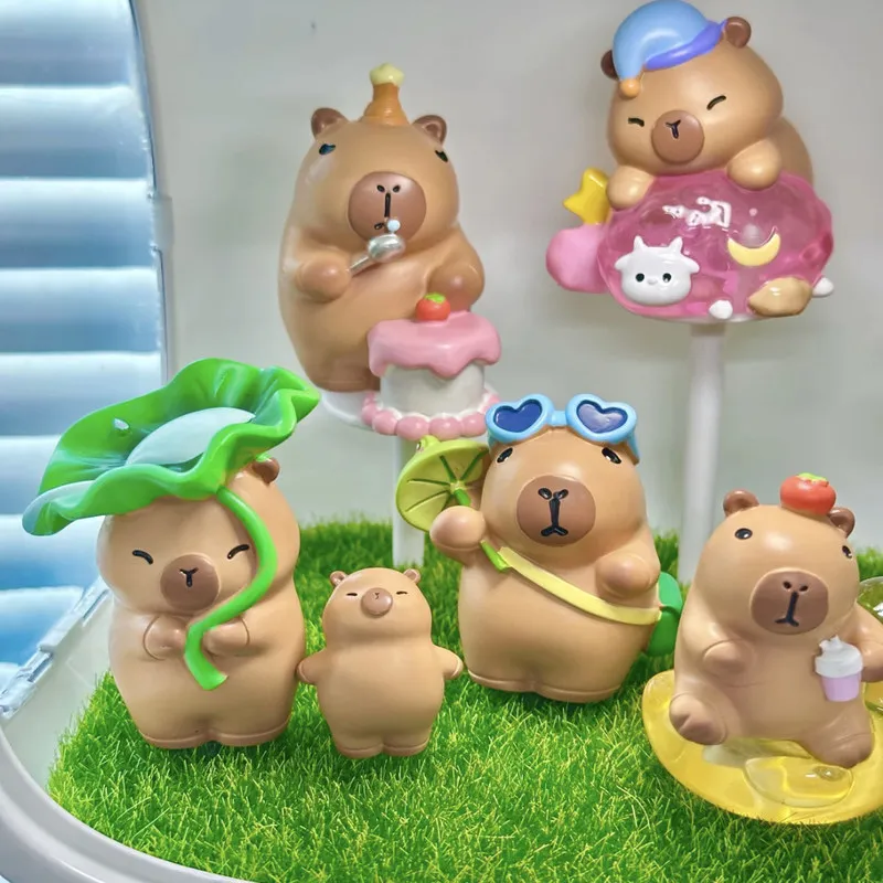 

Capybara Blind Box Daily Life Series Cute Healing Capybara Figurines Stress Relief Desktop Ornaments Birthday Gift For Girls