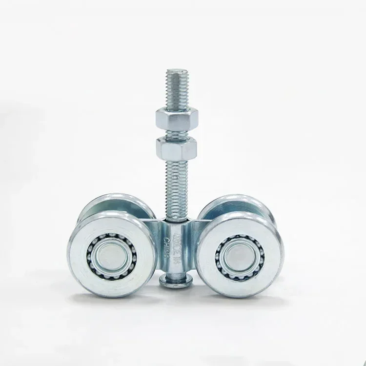 2Pieces Double Wheels Hanging Trolley Track Roller Diameter 46mm Load 198lbs