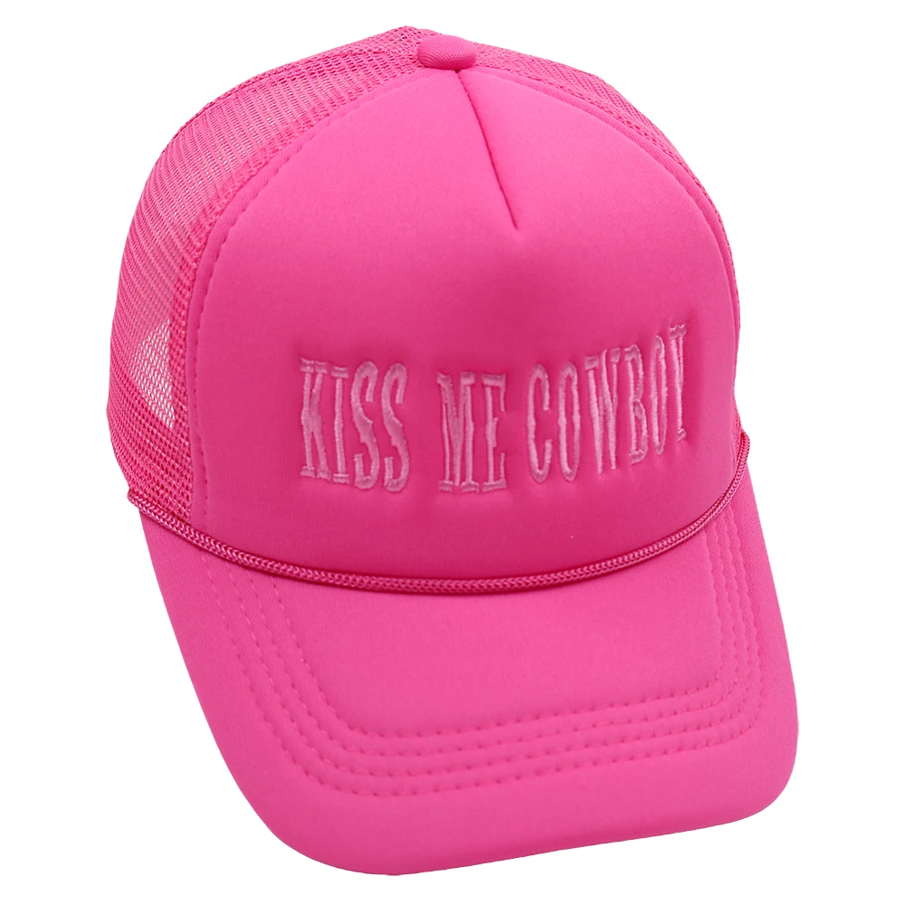 KISS ME COWBOY Trucker Hat Embroidery High Quality Baseball Cap Summer Beach Woman Mesh Cap