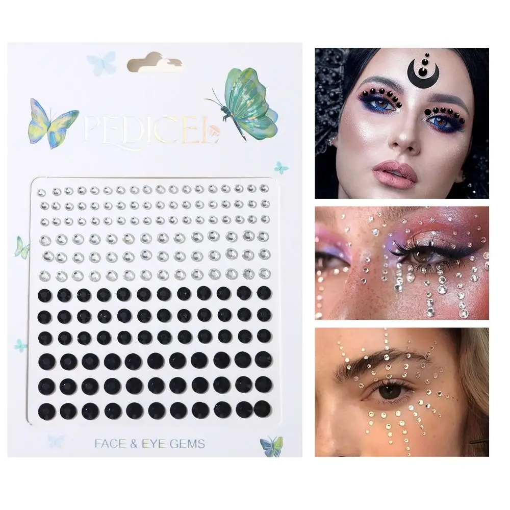 Adhesive Makeup Rhinestone Stickers 3D Crystal Glitter Mask Face Tattoo Eyeshadow Stickers Self Adhesive Temporary