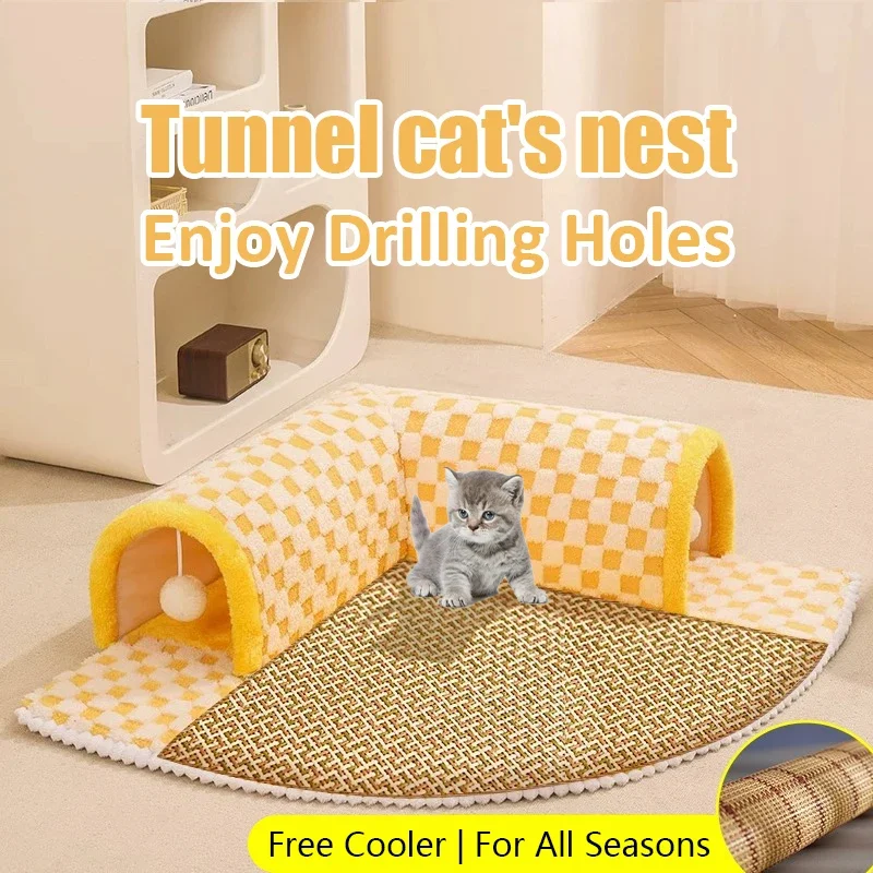 Tunnel Cat Nest Four Seasons Can Be Used Removable Easy To Clean Hiding House Closed L Channel Fall Winter Models Cats Pads