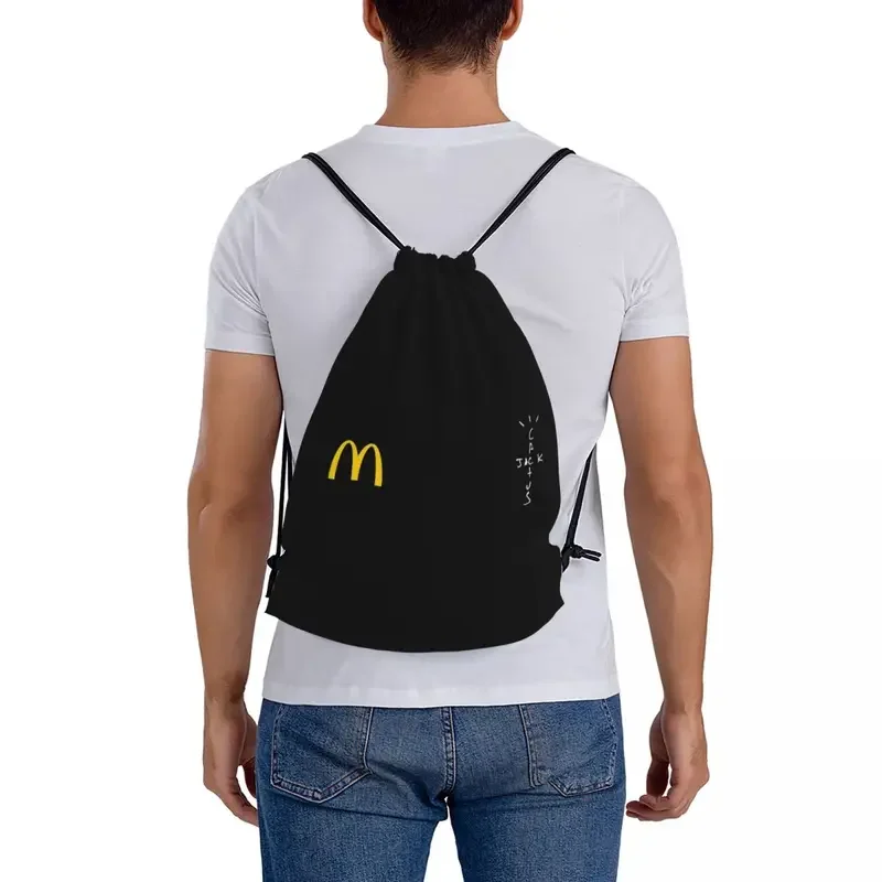 Travis Scott X Mc Backpacks Casual Portable Drawstring Bags Drawstring Bundle Pocket Shoes Bag Book Bags For Travel School