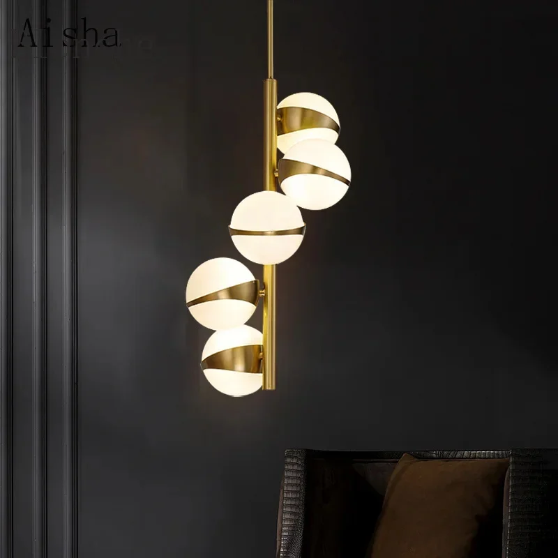 

Best Price Copper Chandelier 5/heads Gold Ball Magic Bean Pendant Lamp Restaurant Living Room Bedroom Hanging Lights