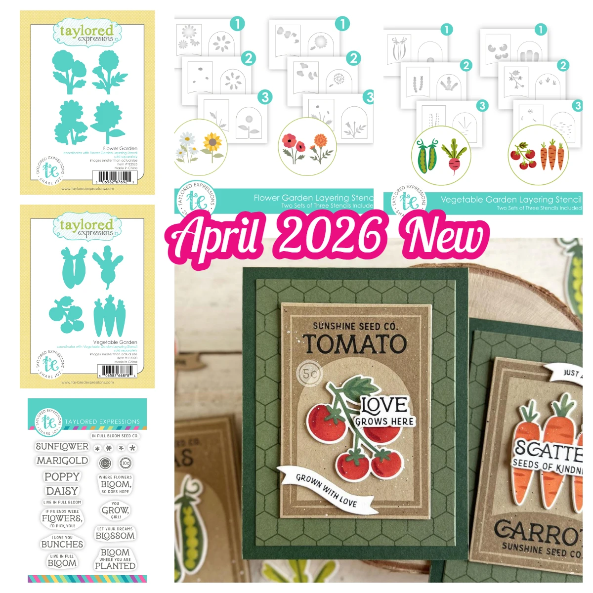 

April 2026 New Flower Garden Layering Stencil Vegetable Garden Taylored Metal Cutting Dies Stamp DIY Scrapbook Handmade Calendar