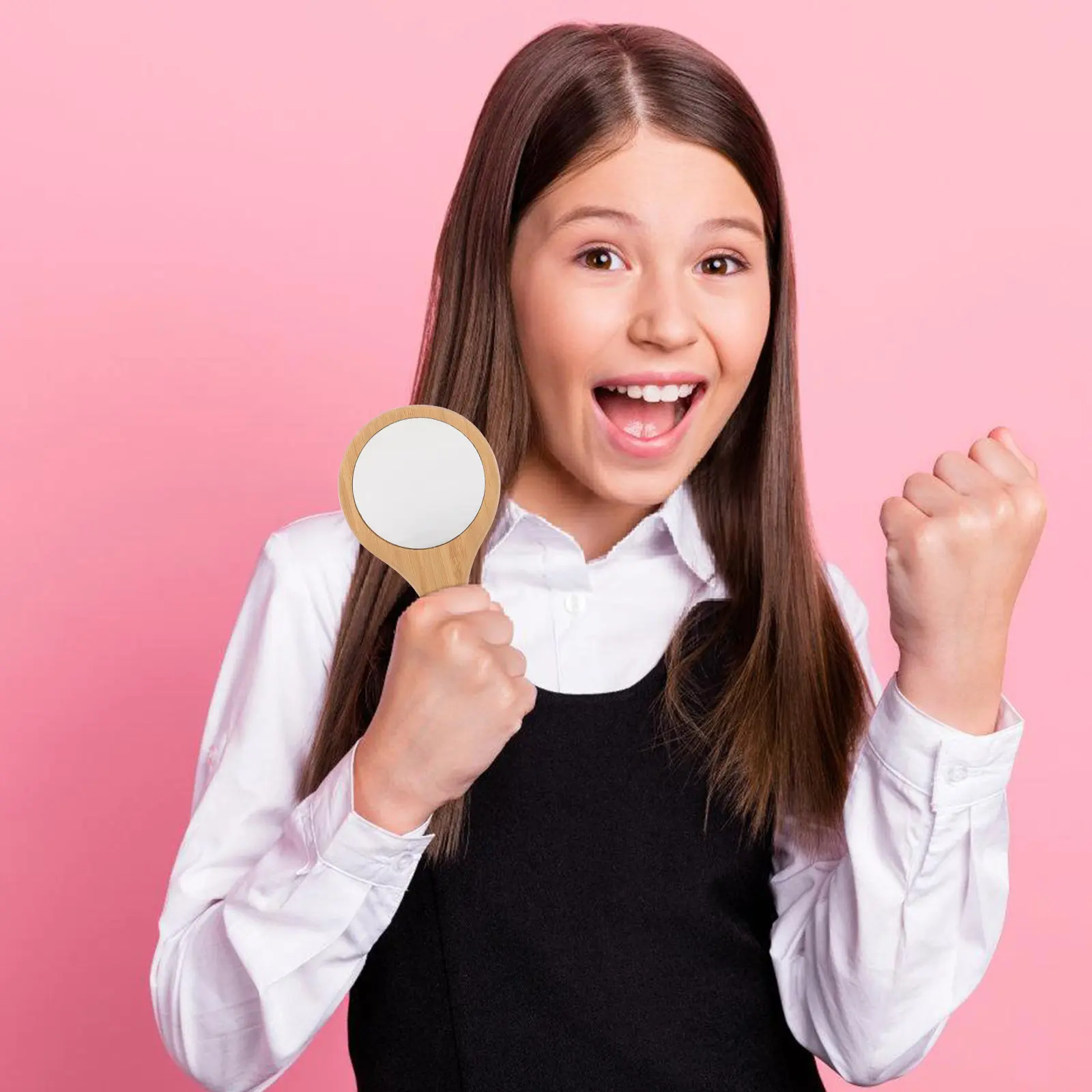 

Портативное круглое деревянное зеркало для макияжа в винтажном стиле для женщин, для путешествий, сумок, туалетных столиков, парикмахерских, ухода за кожей